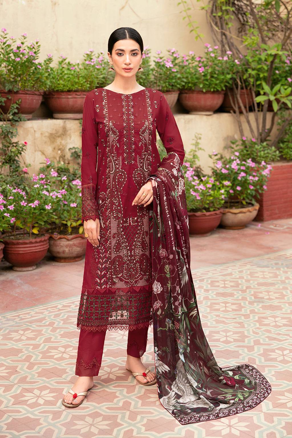 Ramsha | Mashaal Luxury Lawn | L-803 - Pakistani Designer Dress - by Ramsha | Type: Luxury - 100% Original at Saira Sultan