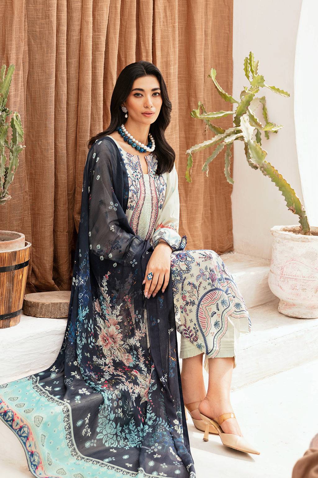 Ramsha | Mashaal Luxury Lawn | L-1107 - Pakistani Designer Dress - by Ramsha | Type: Luxury - 100% Original at Saira Sultan