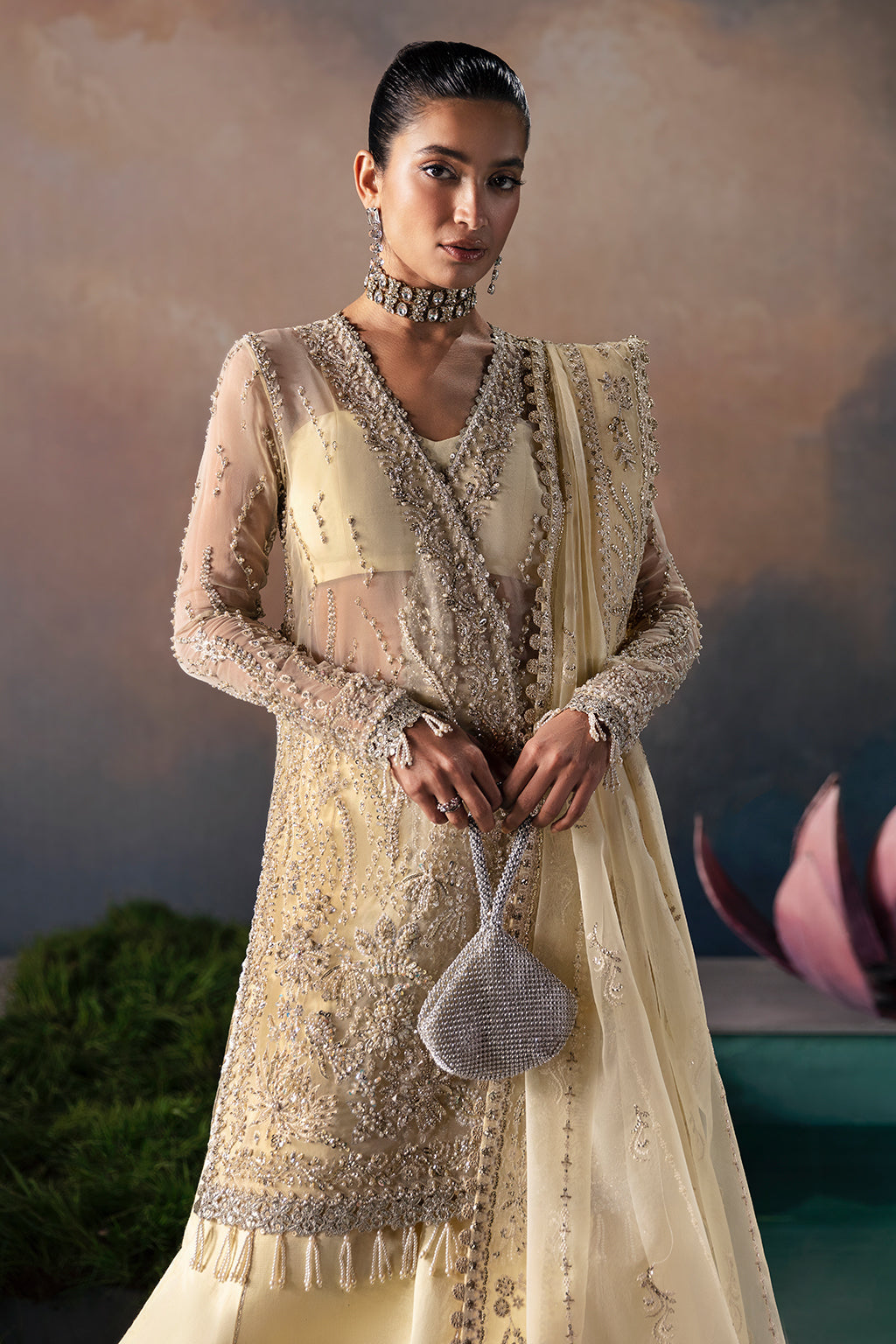 Afrozeh | Wild Flower Bloom Luxury Formals | Luana M Angrakha Shirt with Sharara