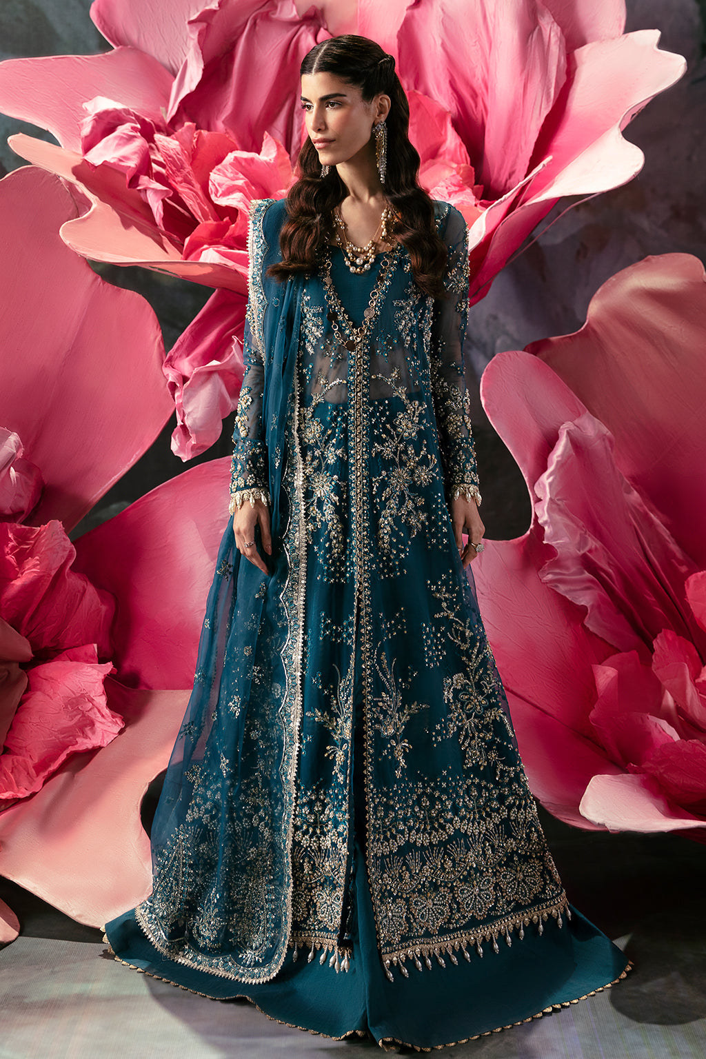 Afrozeh | Wild Flower Bloom Luxury Formals | Liza XS Open Gown with Lehnga