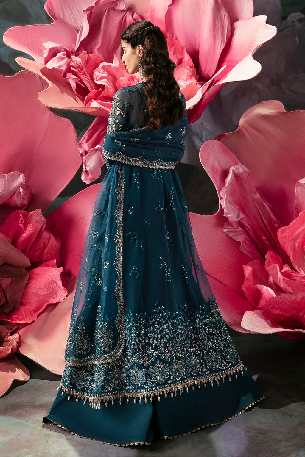 Afrozeh | Wild Flower Bloom Luxury Formals | Liza XS Open Gown with Lehnga