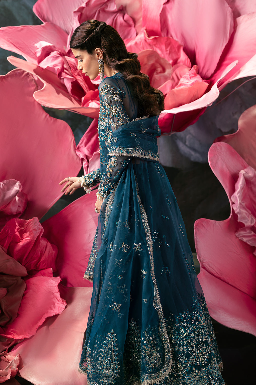 Afrozeh | Wild Flower Bloom Luxury Formals | Liza L Open Gown with Lehnga
