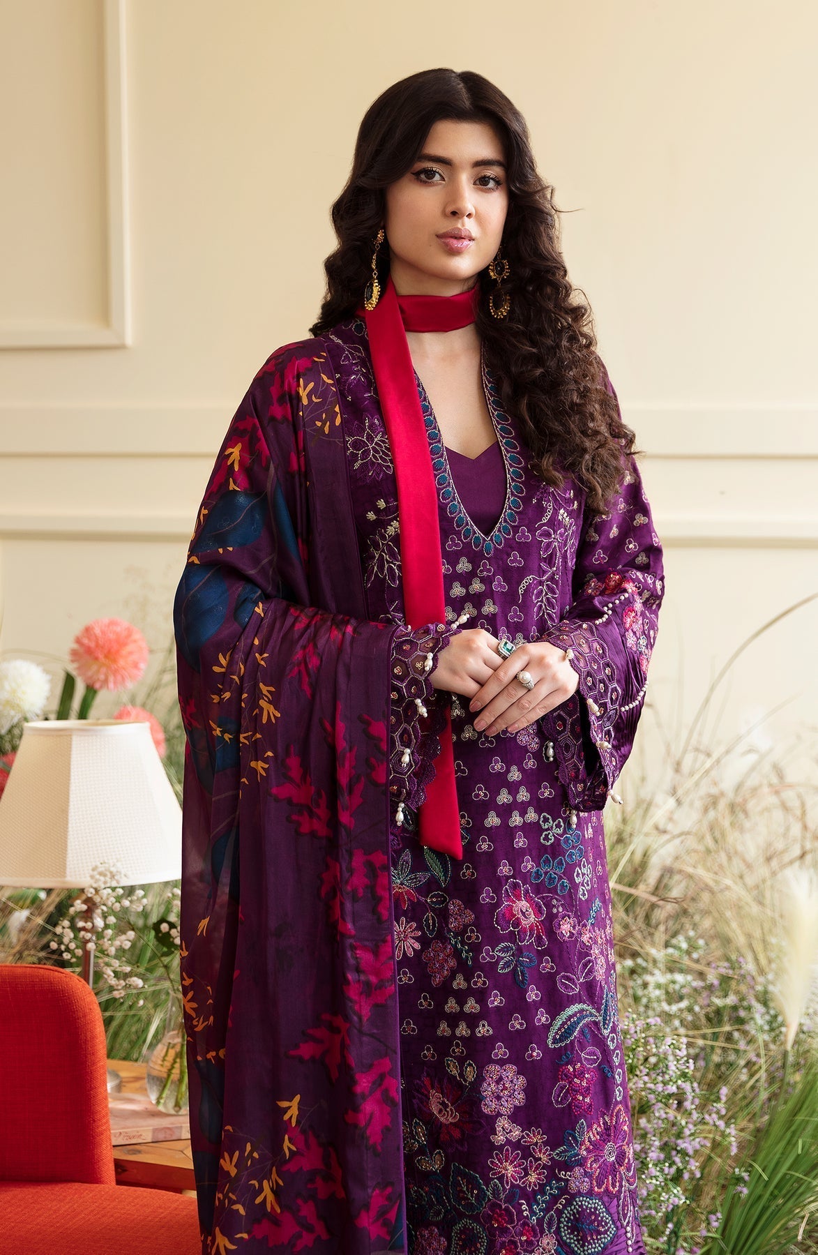 Zevk | Flora Festive Lawn | FUCHSIA M