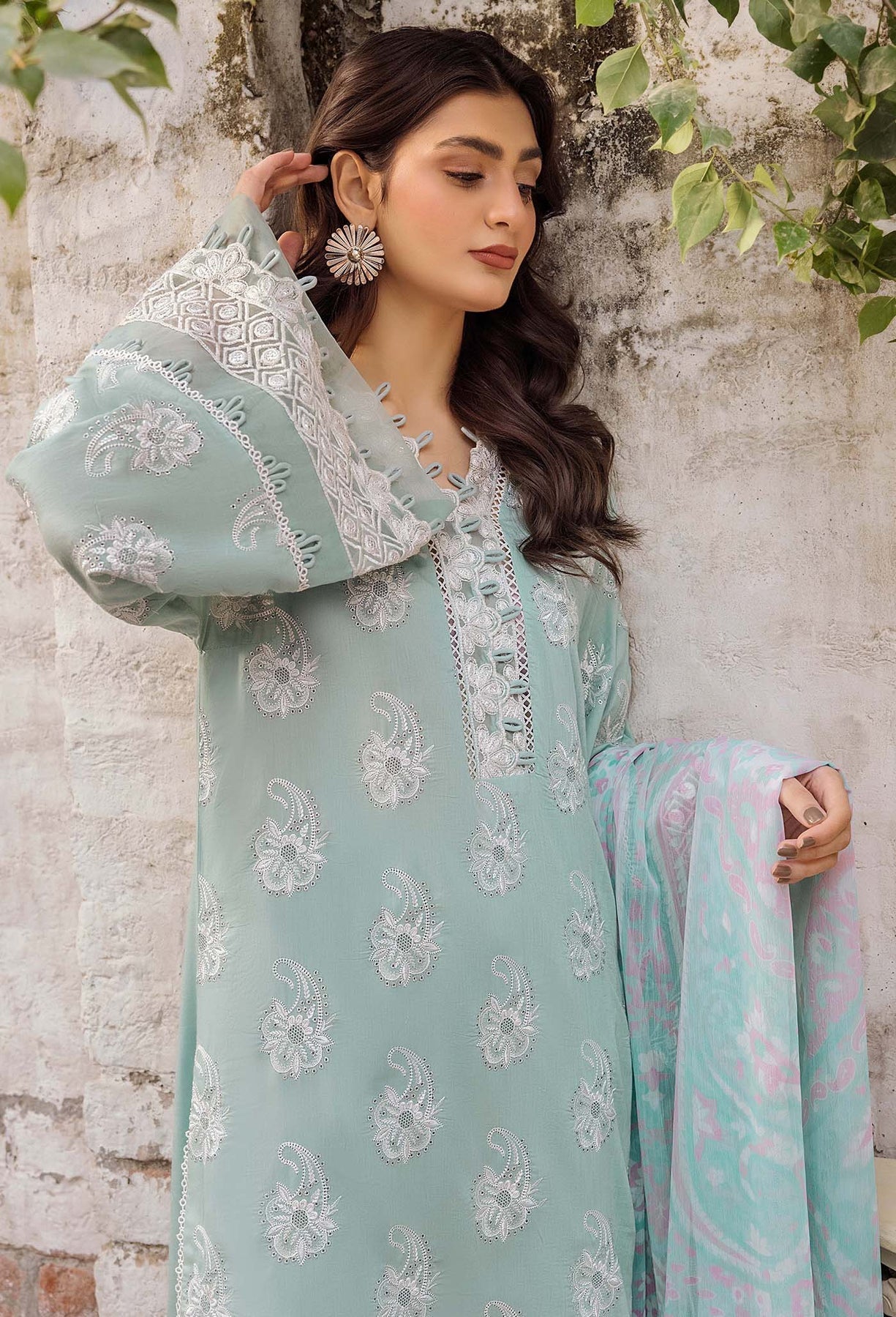 Adans Libas | Inara 25 | CHIKANKARI 4770 M Sea Green Lawn