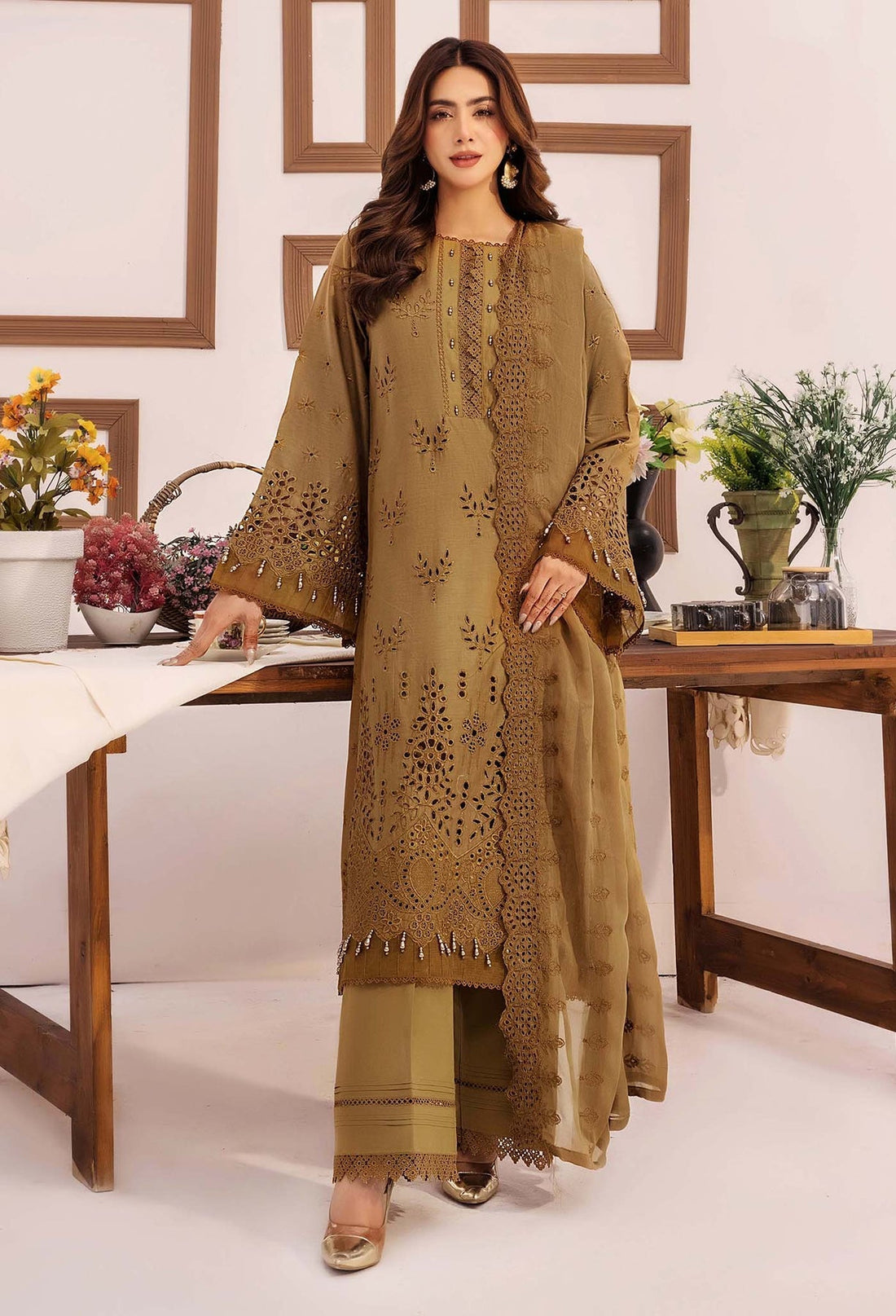 Adans Libas | Stella Chikankari 25 | 1020 XS Brown Lawn
