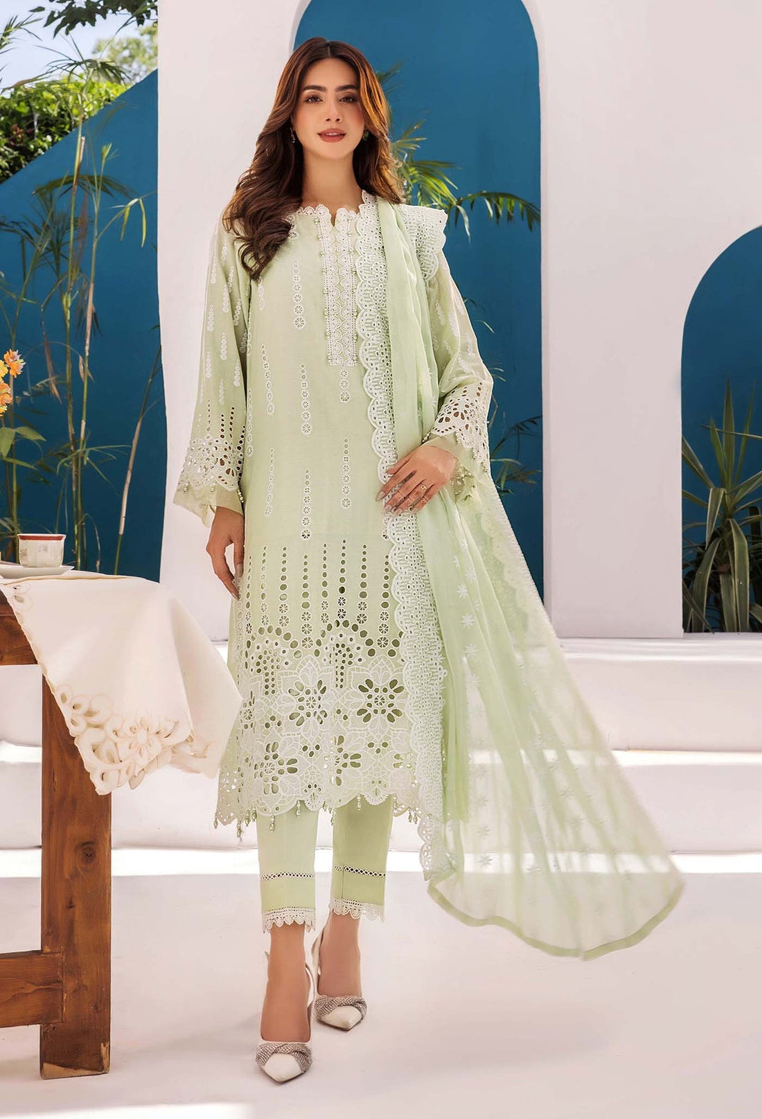 Adans Libas | Stella Chikankari 25 | 1021 XS Mint Green Lawn