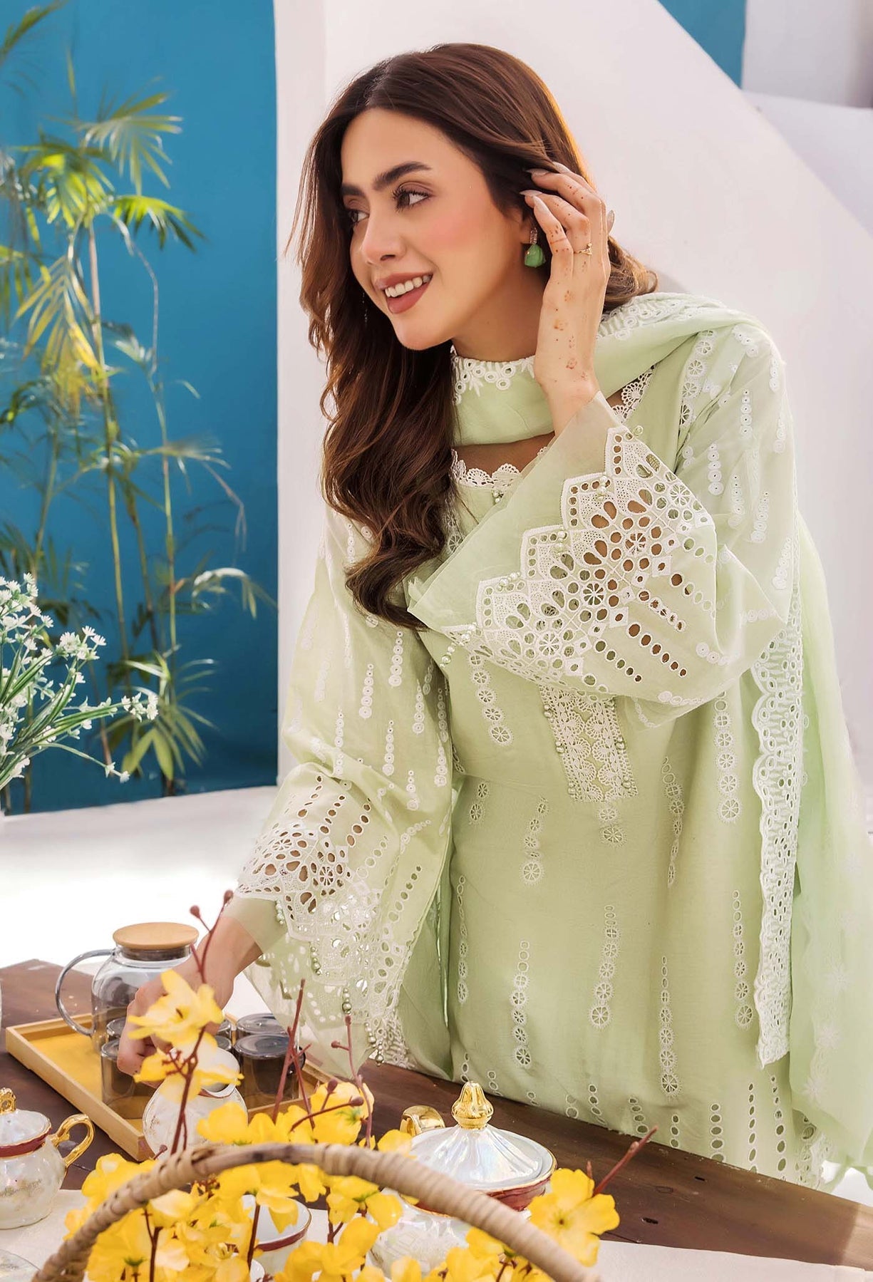Adans Libas | Stella Chikankari 25 | 1021 M Mint Green Lawn