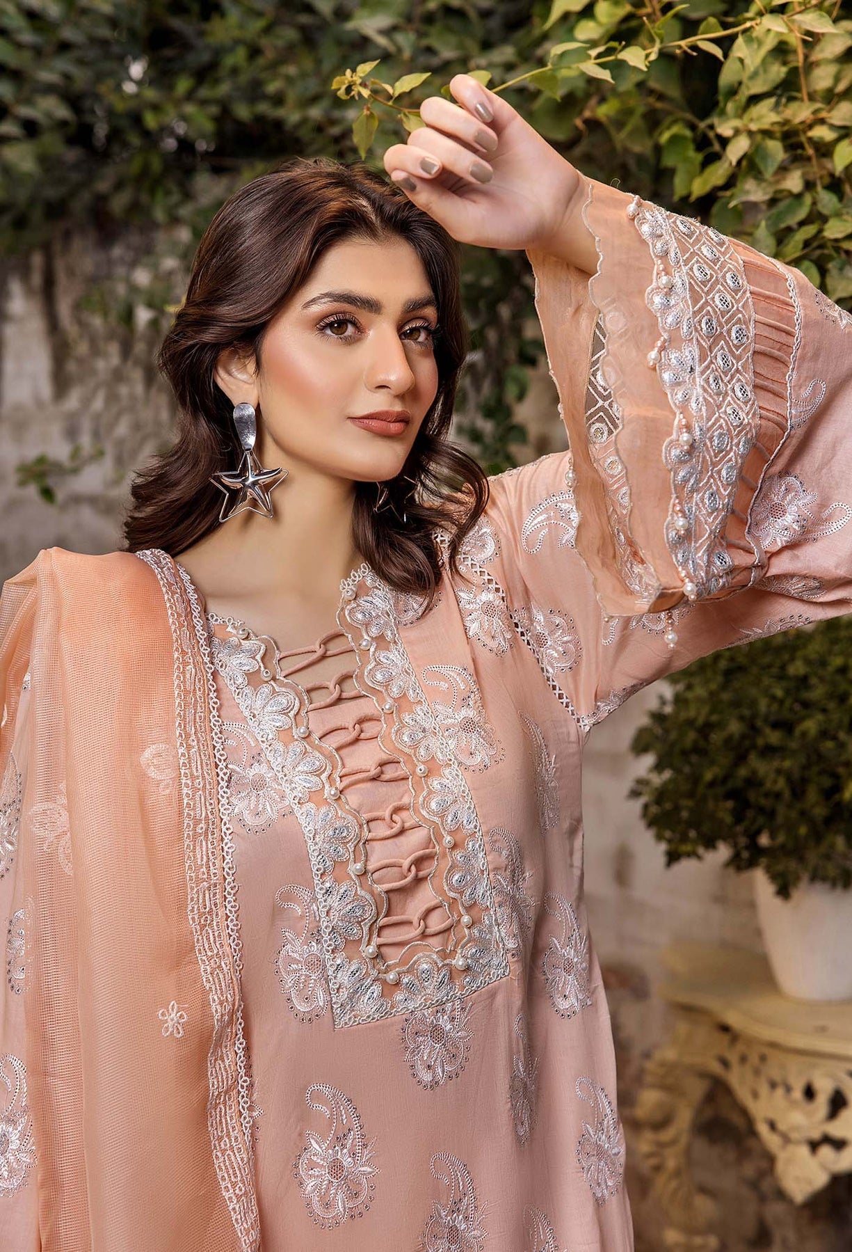 Adans Libas | Chikankari 25 | 4773 L Peach Pink Lawn