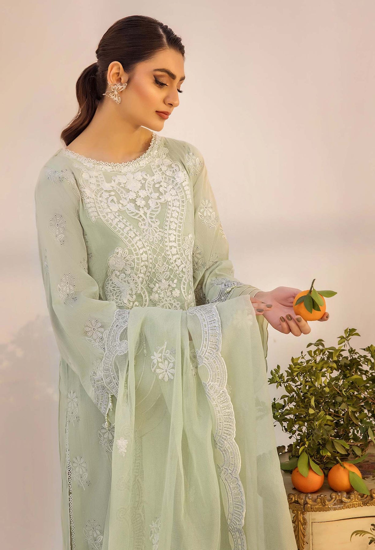 Adans Libas | Chikankari 25 | 4775 L Mint Green Lawn