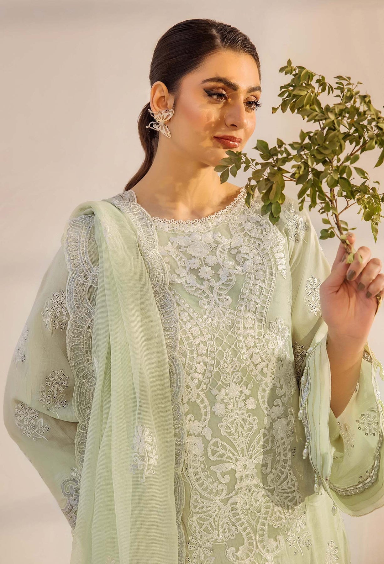 Adans Libas | Chikankari 25 | 4775 M Mint Green Lawn