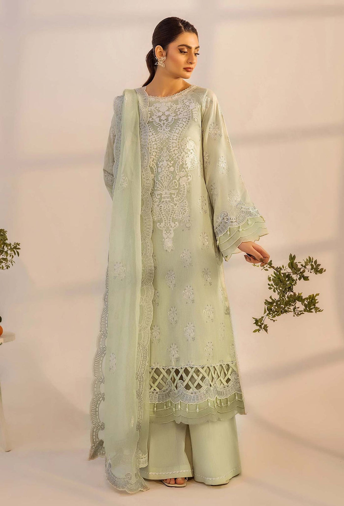 Adans Libas | Chikankari 25 | 4775 XS Mint Green Lawn