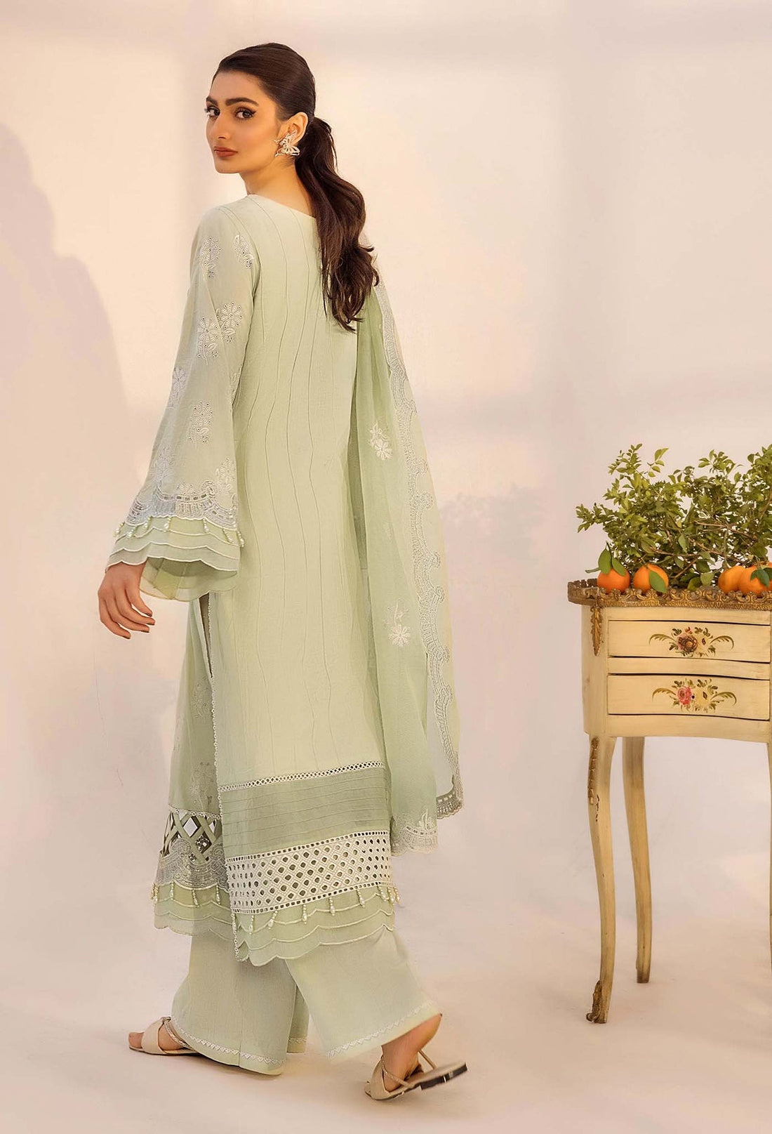 Adans Libas | Chikankari 25 | 4775 XS Mint Green Lawn
