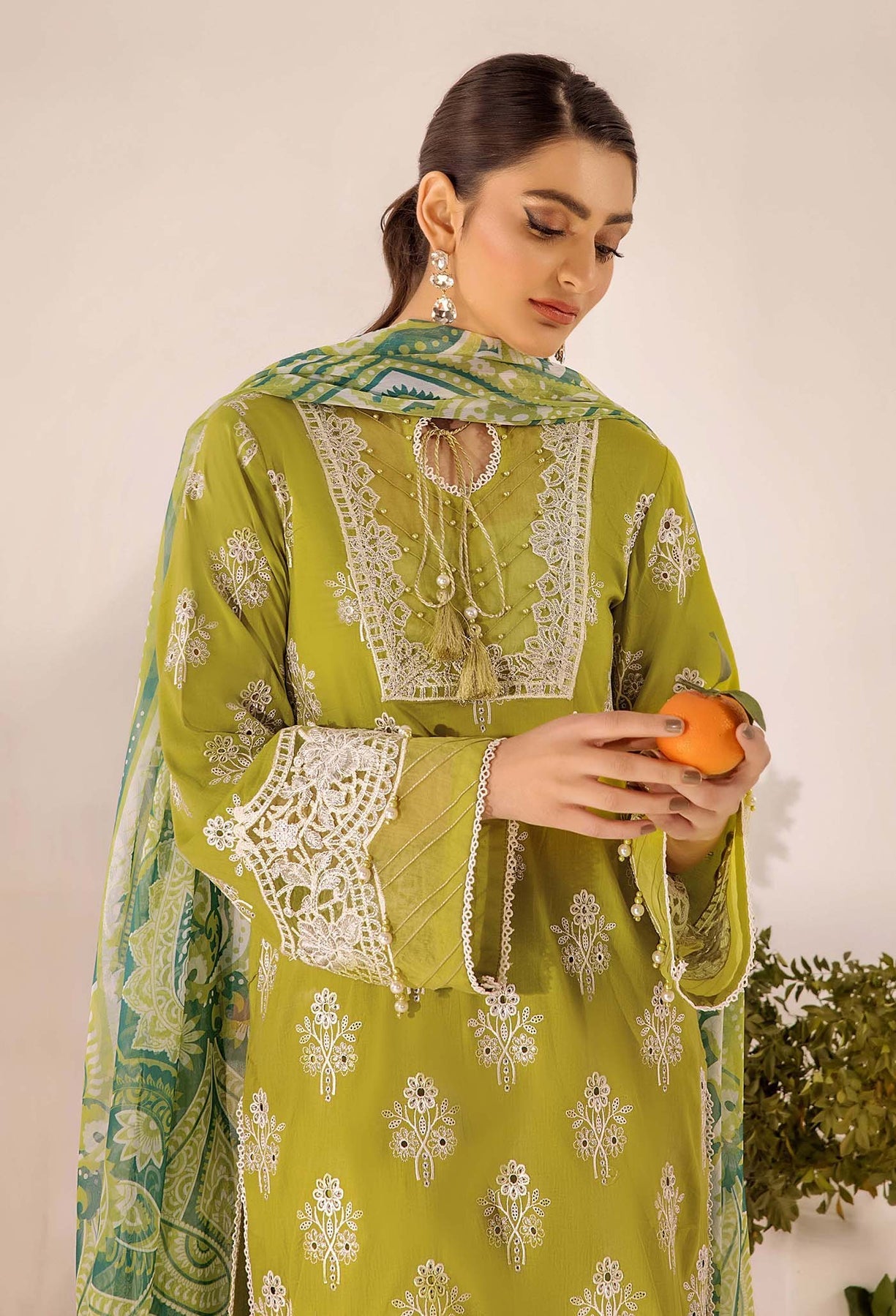 Adans Libas | Chikankari 25 | 4776 L Parrot Green Lawn