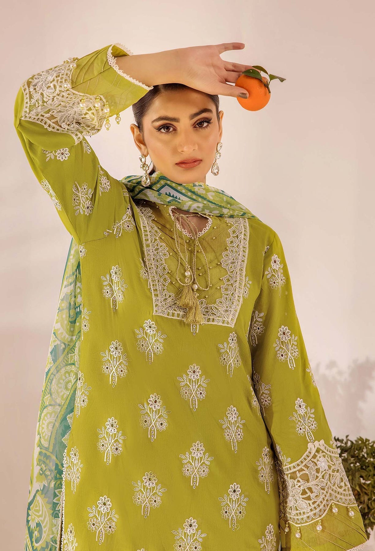 Adans Libas | Chikankari 25 | 4776 M Parrot Green Lawn