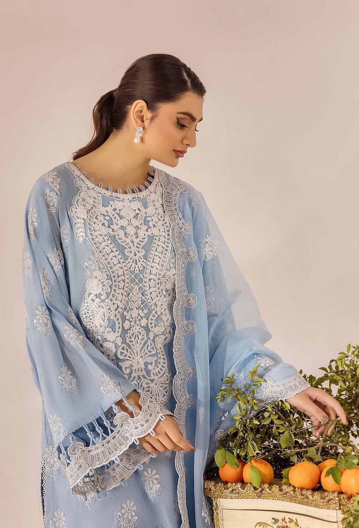 Adans Libas | Inara 25 | CHIKANKARI 4778 L Light Blue Lawn