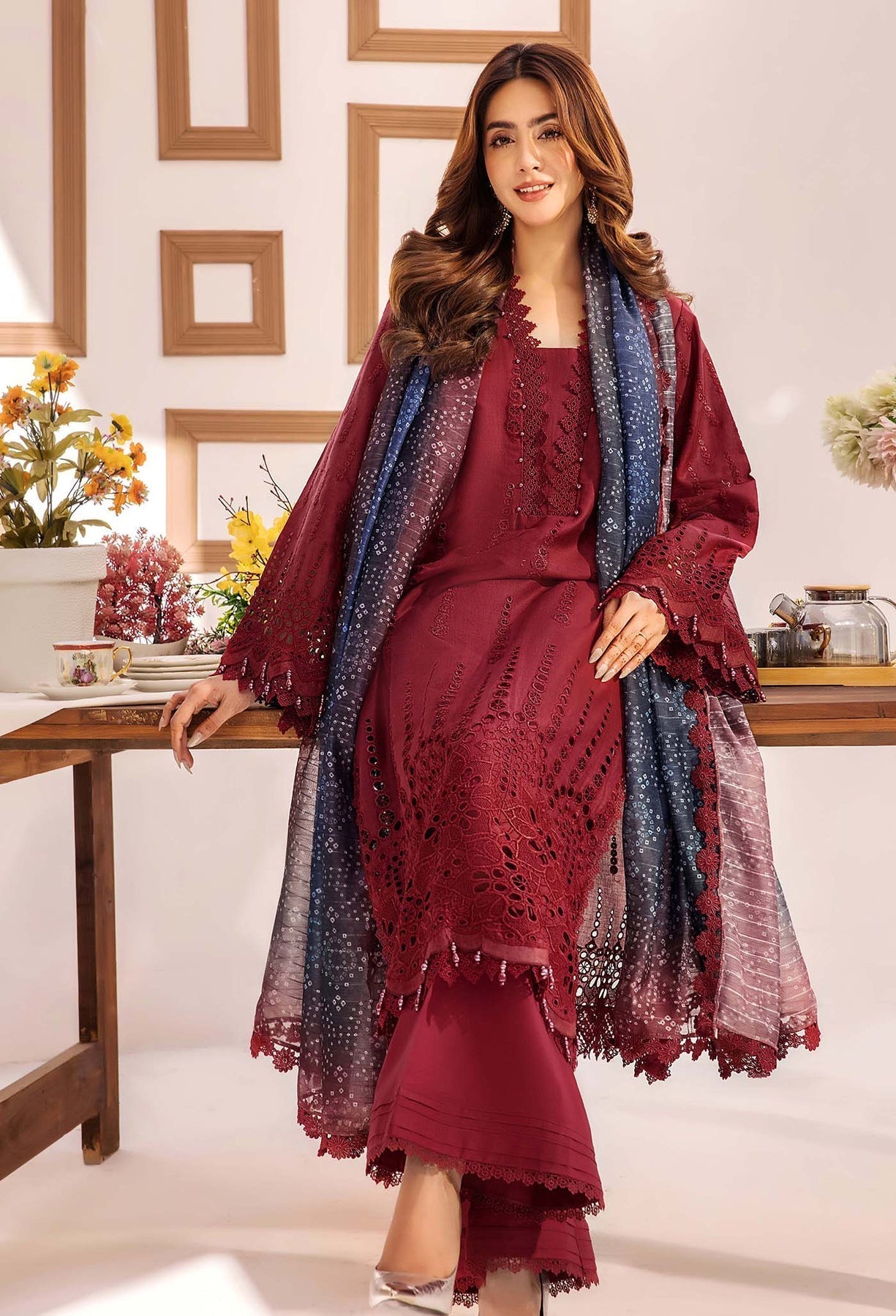 Adans Libas | Stella Chikankari 25 | 1026 L Maroon Lawn