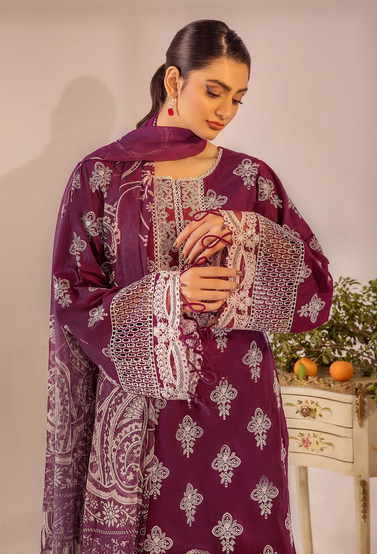 Adans Libas | Chikankari 25 | 4779 L Magenta Lawn