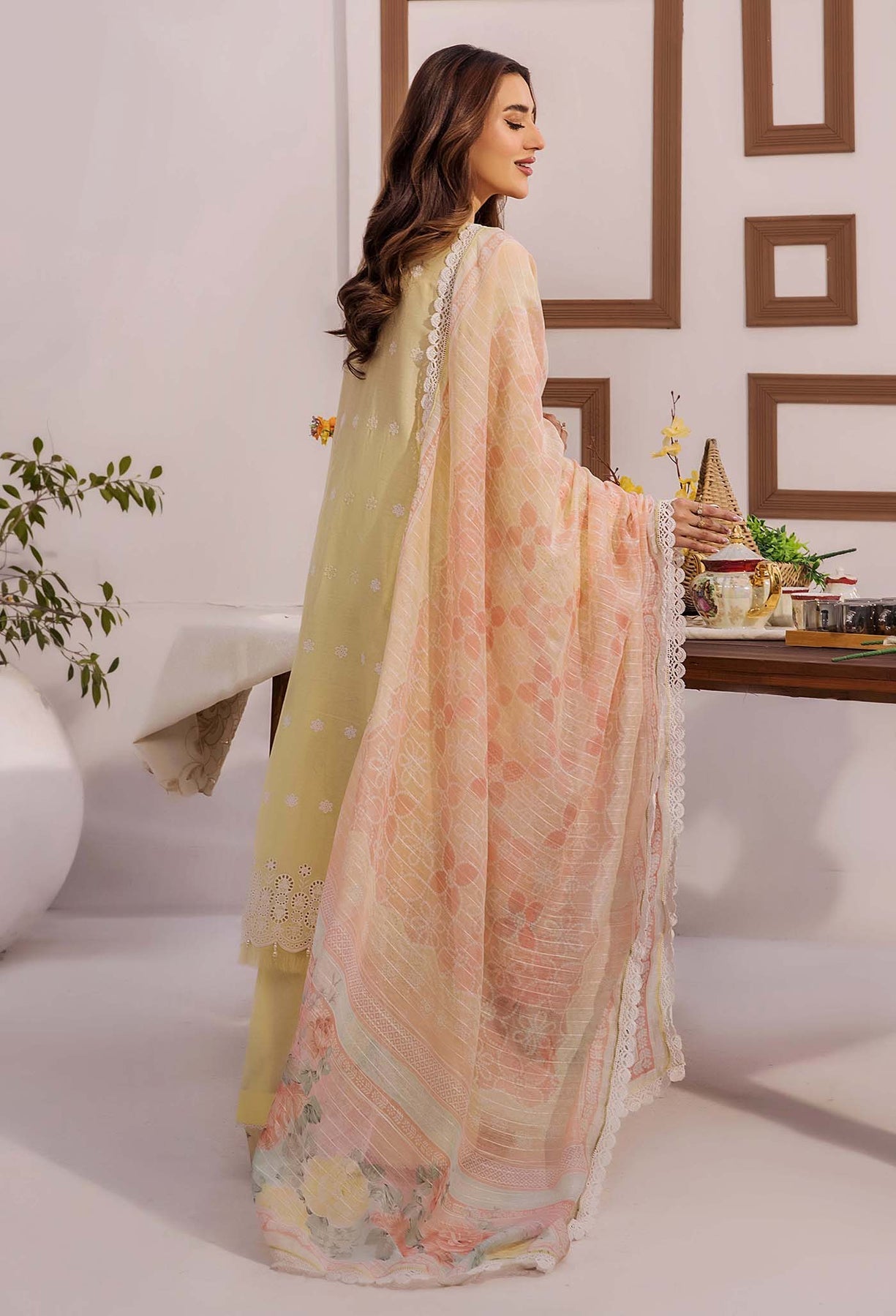 Adans Libas | Stella Chikankari 25 | 1023 S Lime Yellow Lawn