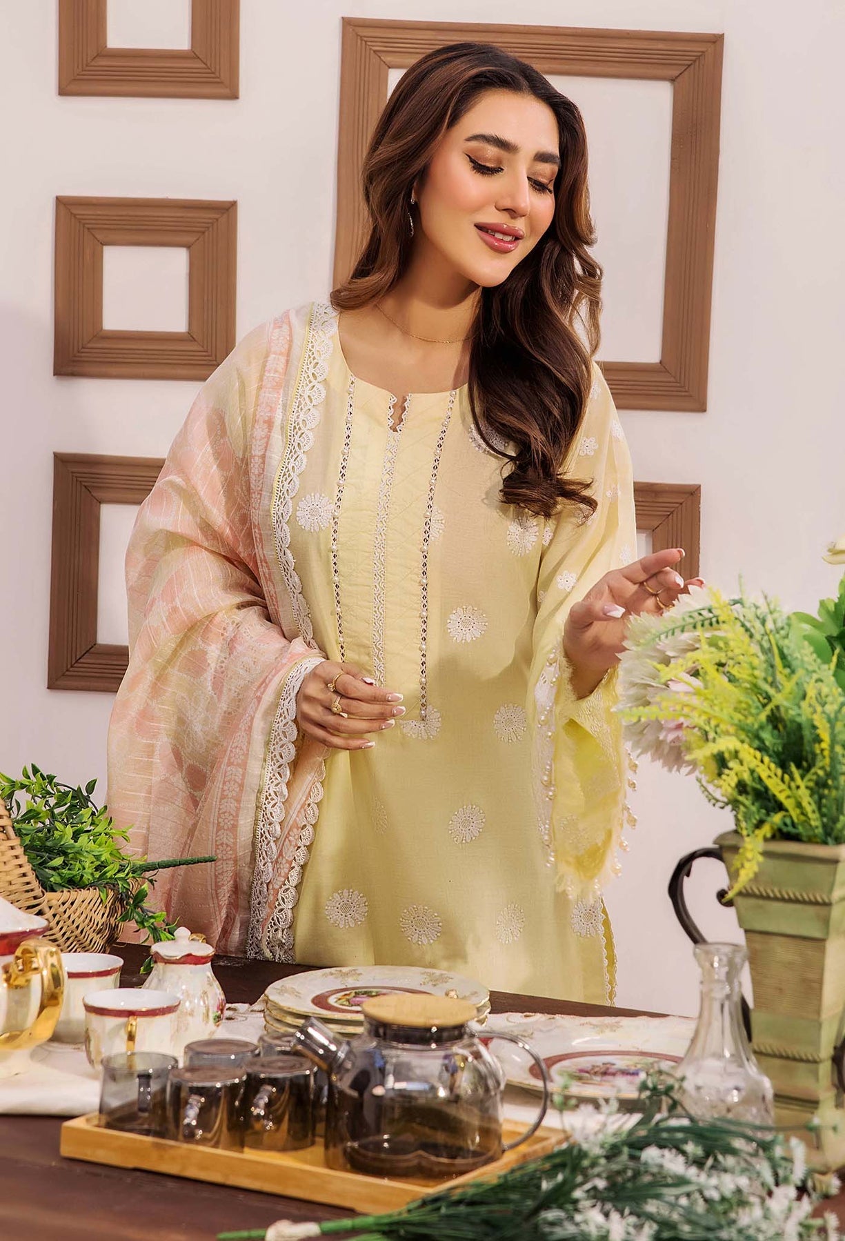 Adans Libas | Stella Chikankari 25 | 1023 M Lime Yellow Lawn