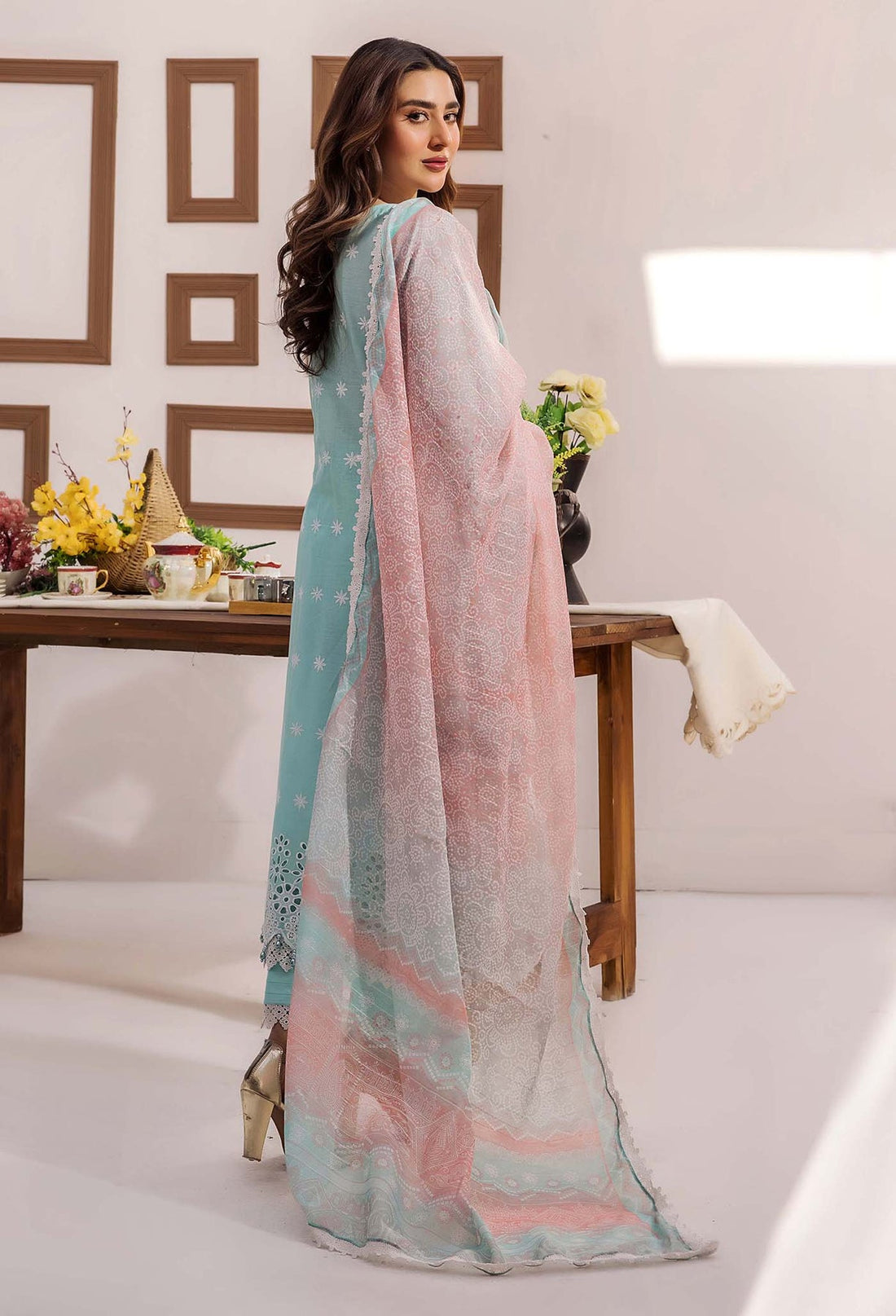 Adans Libas | Stella Chikankari 25 | 1022 XS Turqiouse Lawn