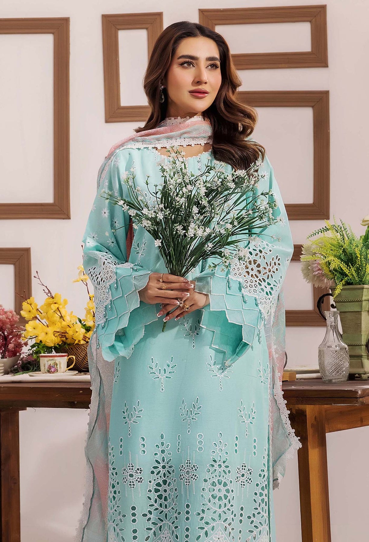 Adans Libas | Stella Chikankari 25 | 1022 M Turqiouse Lawn