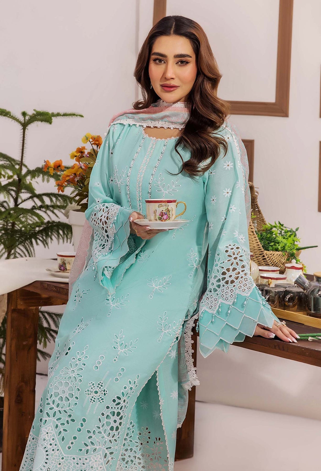 Adans Libas | Stella Chikankari 25 | 1022 L Turqiouse Lawn