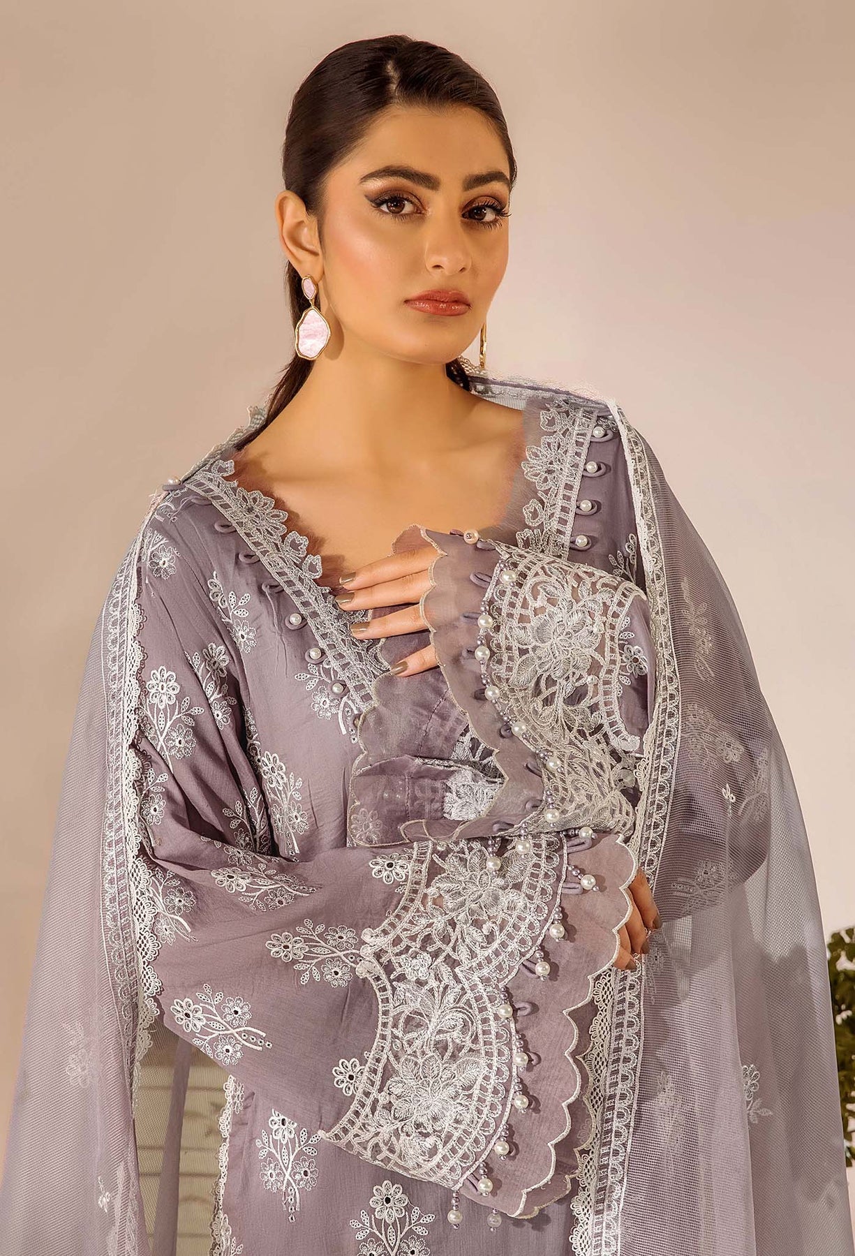Adans Libas | Chikankari 25 | 4777 M Lilac Gray Lawn