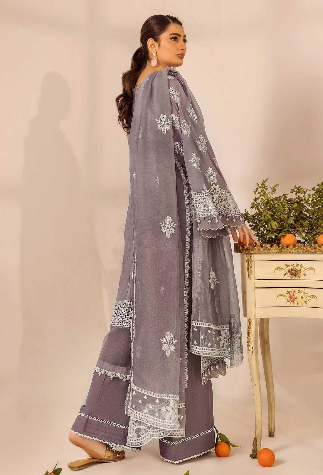 Adans Libas | Chikankari 25 | 4777 XS Lilac Gray Lawn