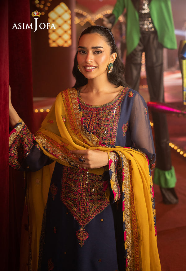 Asim Jofa | Festive Collection 25 | AJLF-16 XL Navy Blue Chiffon