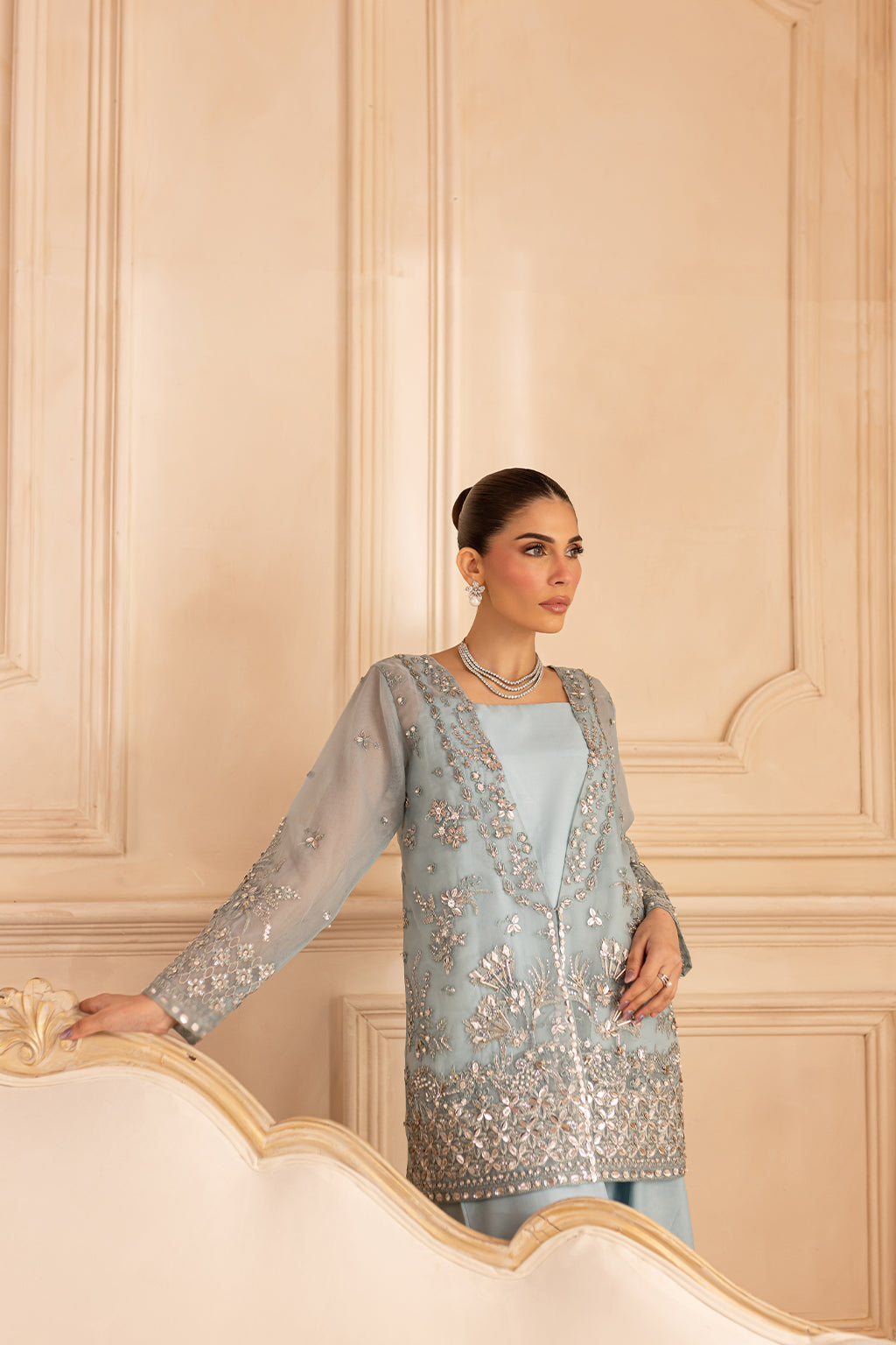 Vanya | Marlene Formals | ML-07 XL Light Blue Organza
