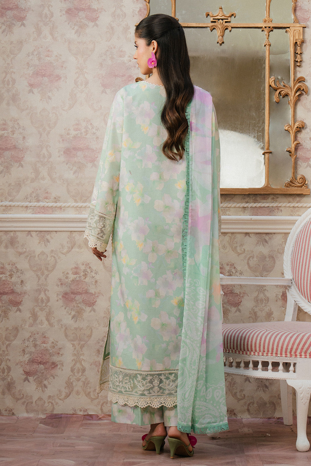 Ayzel | Armelia Printed Lawn 25 | Liora XS Mint Lawn