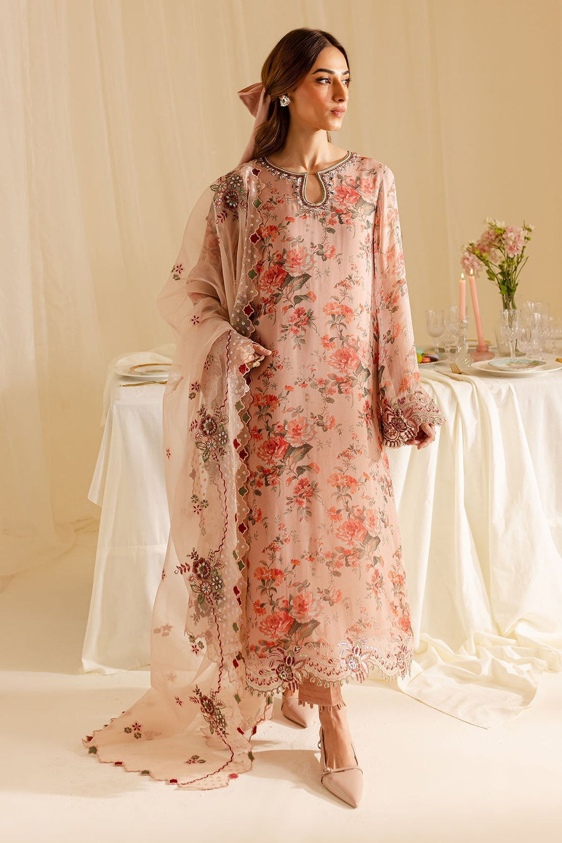 Nureh | Ballerina Formals | NU2-160 XS Pale Peach Chiffon