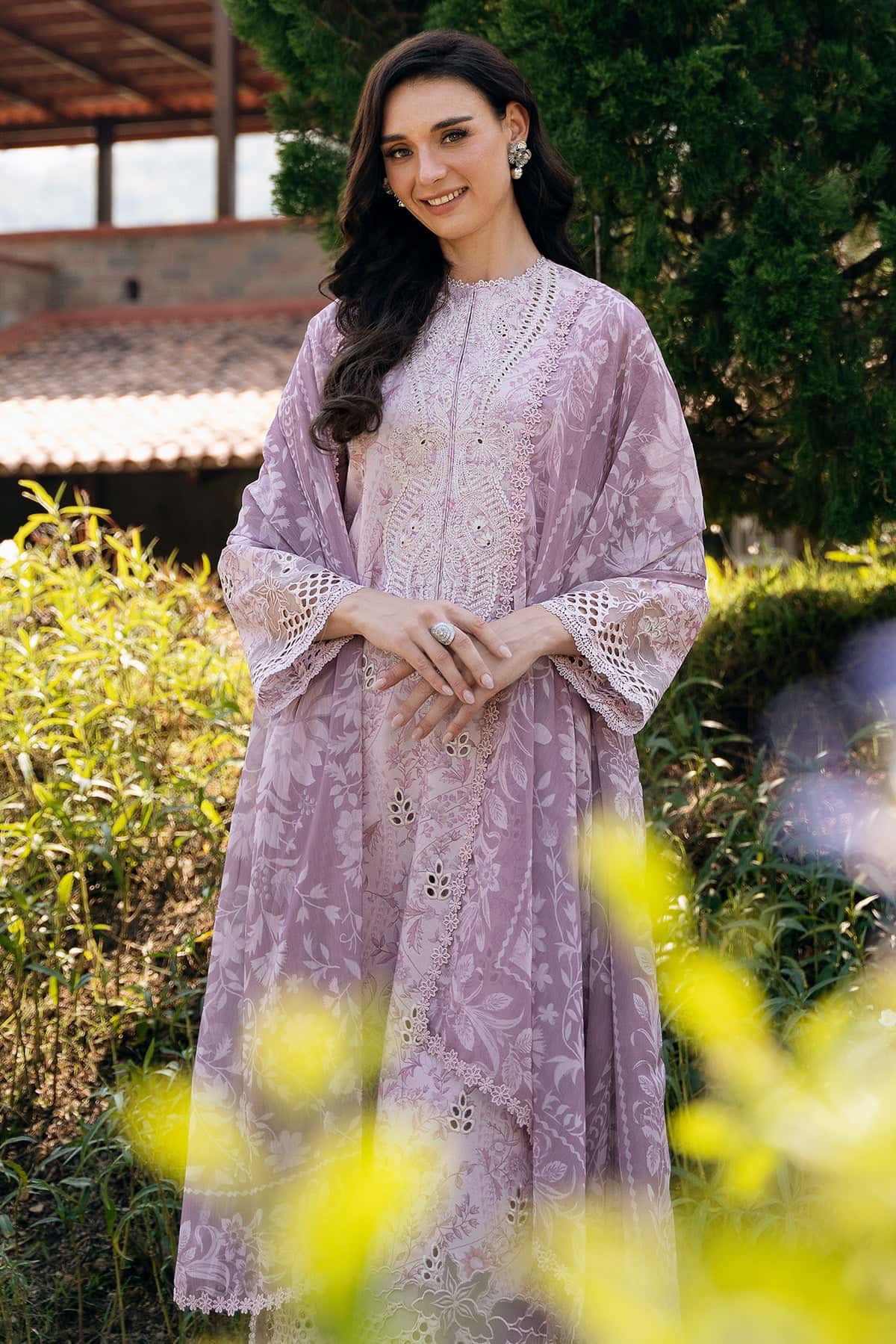 Afrozeh | Damask The Holiday Edit 25 | Lunetta B L Lilac Lawn
