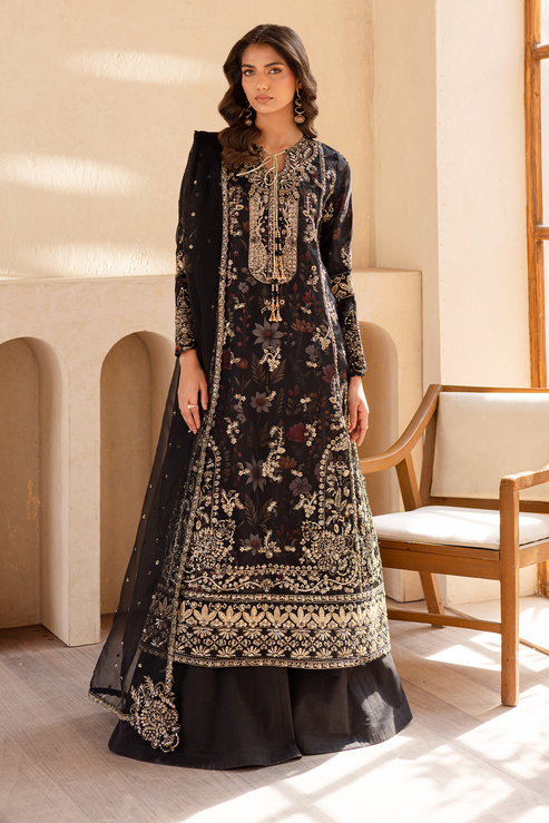 Emaan Adeel | Noore Festive Formals | ZAREYA XS Black Organza