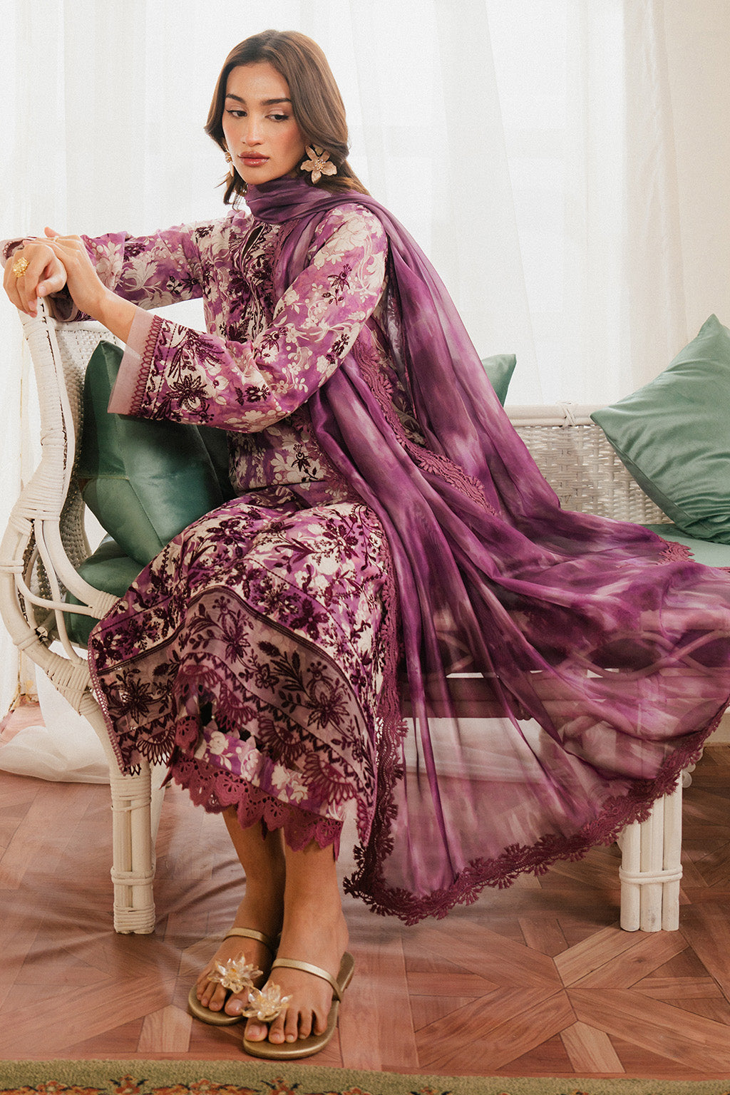 Ayzel | Armelia Printed Lawn 25 | Ren XL Rose Pink Lawn