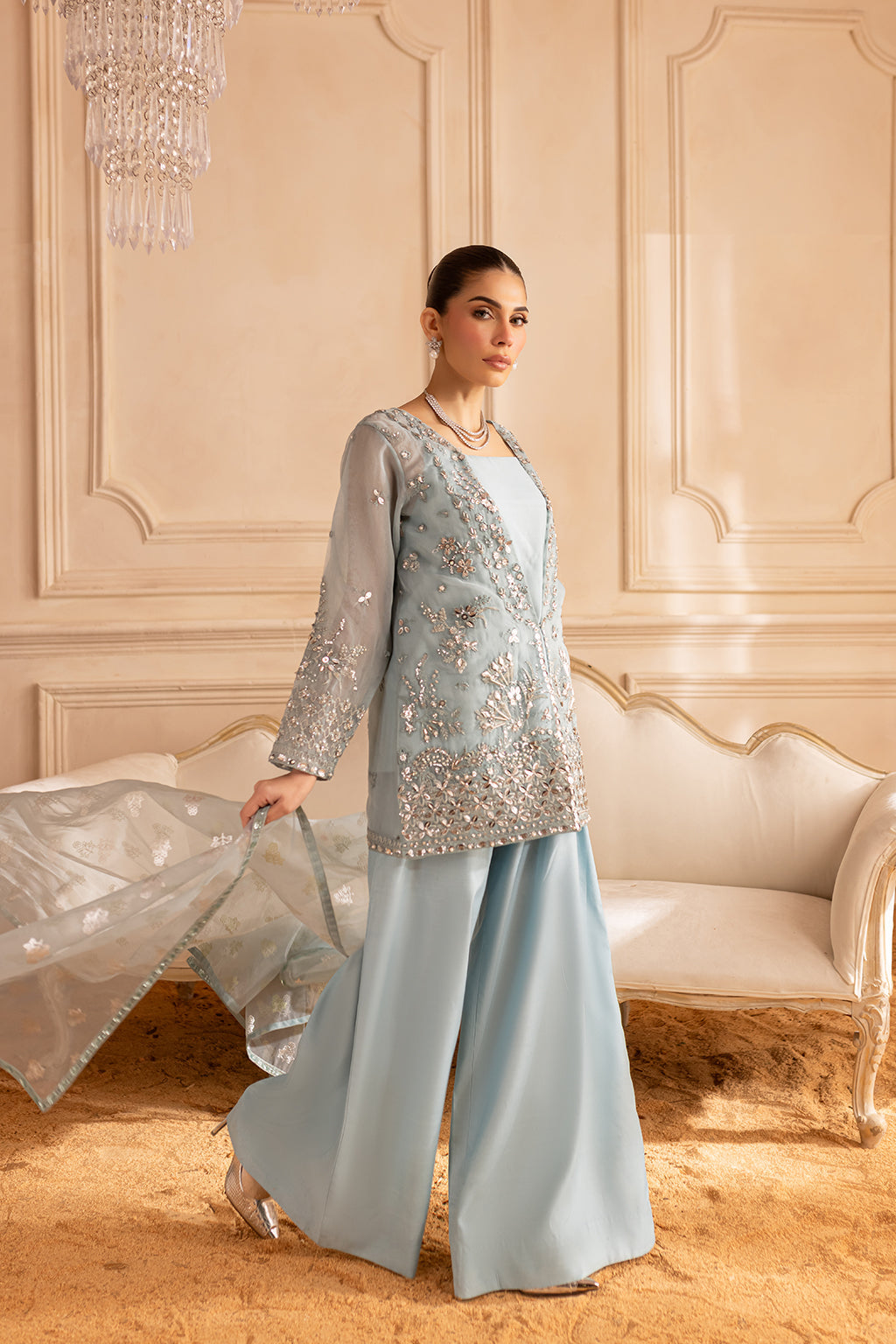 Vanya | Marlene Formals | ML-07 L Light Blue Organza