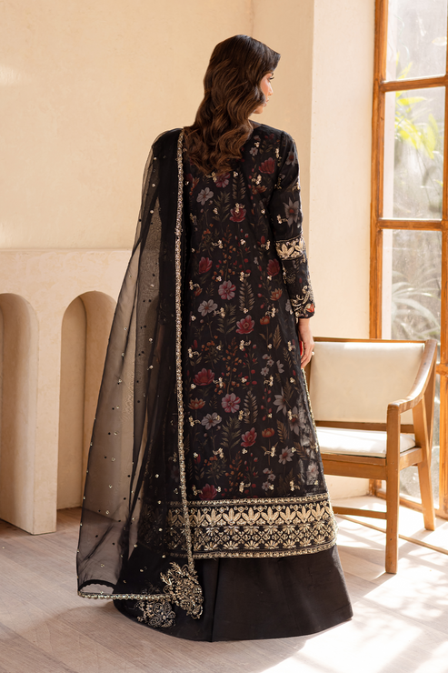 Emaan Adeel | Noore Festive Formals | ZAREYA XS Black Organza