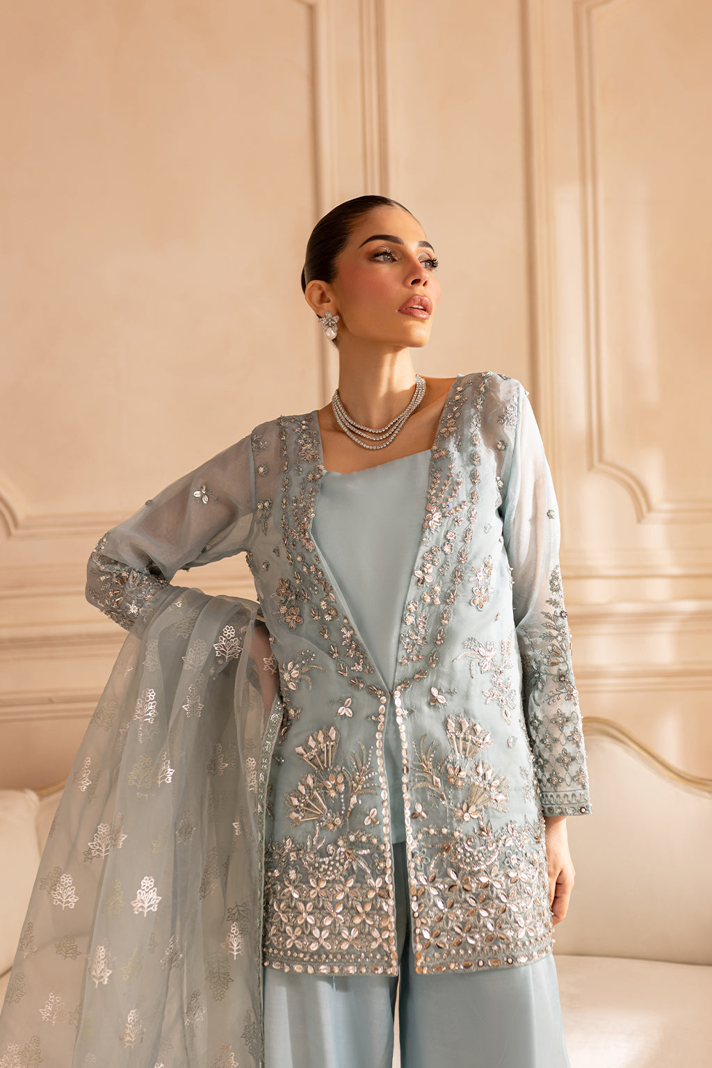 Vanya | Marlene Formals | ML-07 M Light Blue Organza
