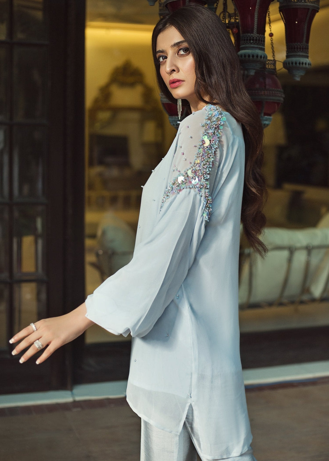 Hana | Serendipity Ready to Wear | Blue Berry Swirl XS Light Blue Cotton Silk