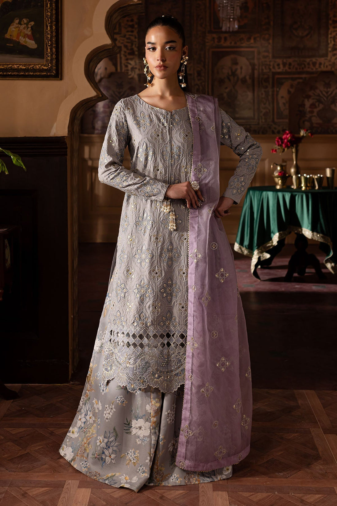 Nureh | Nur Mahal Formals | NE-142 XS Light Lavender Silk