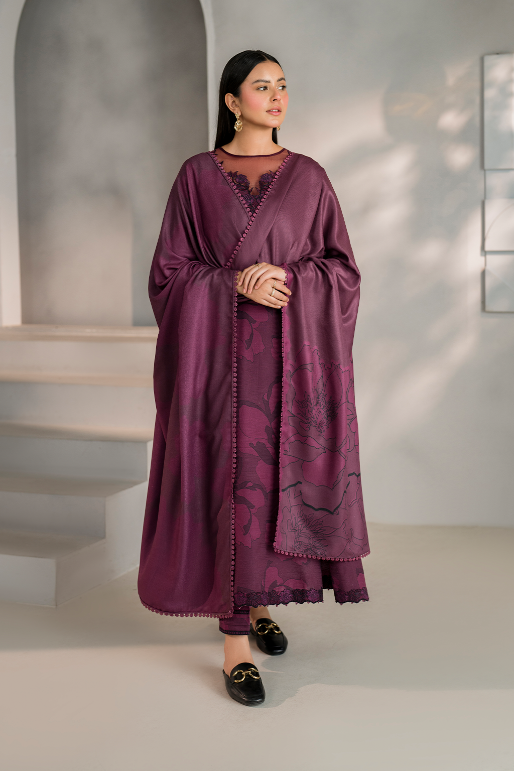 Iznik | Exclusive Winter | UE-351 XS Plum Slub Khaddar