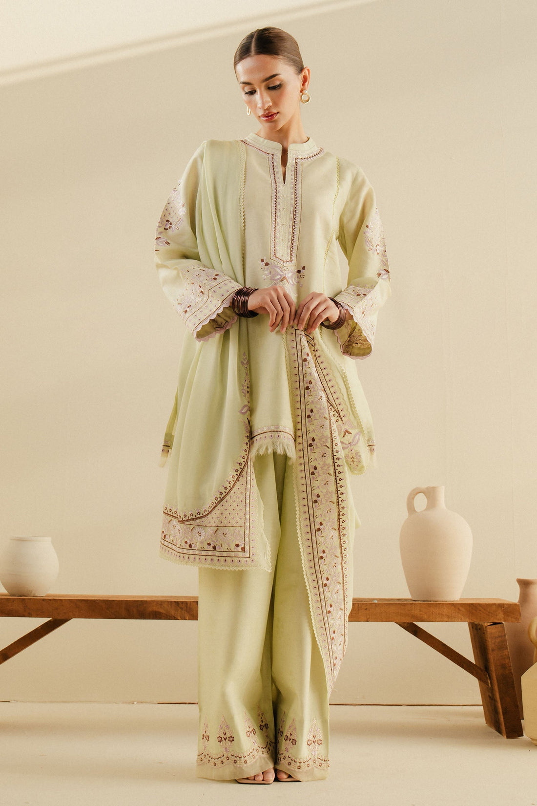 Zara Shahjahan | Eid Pret 25 | CR25P0229 XS Cream Dobby