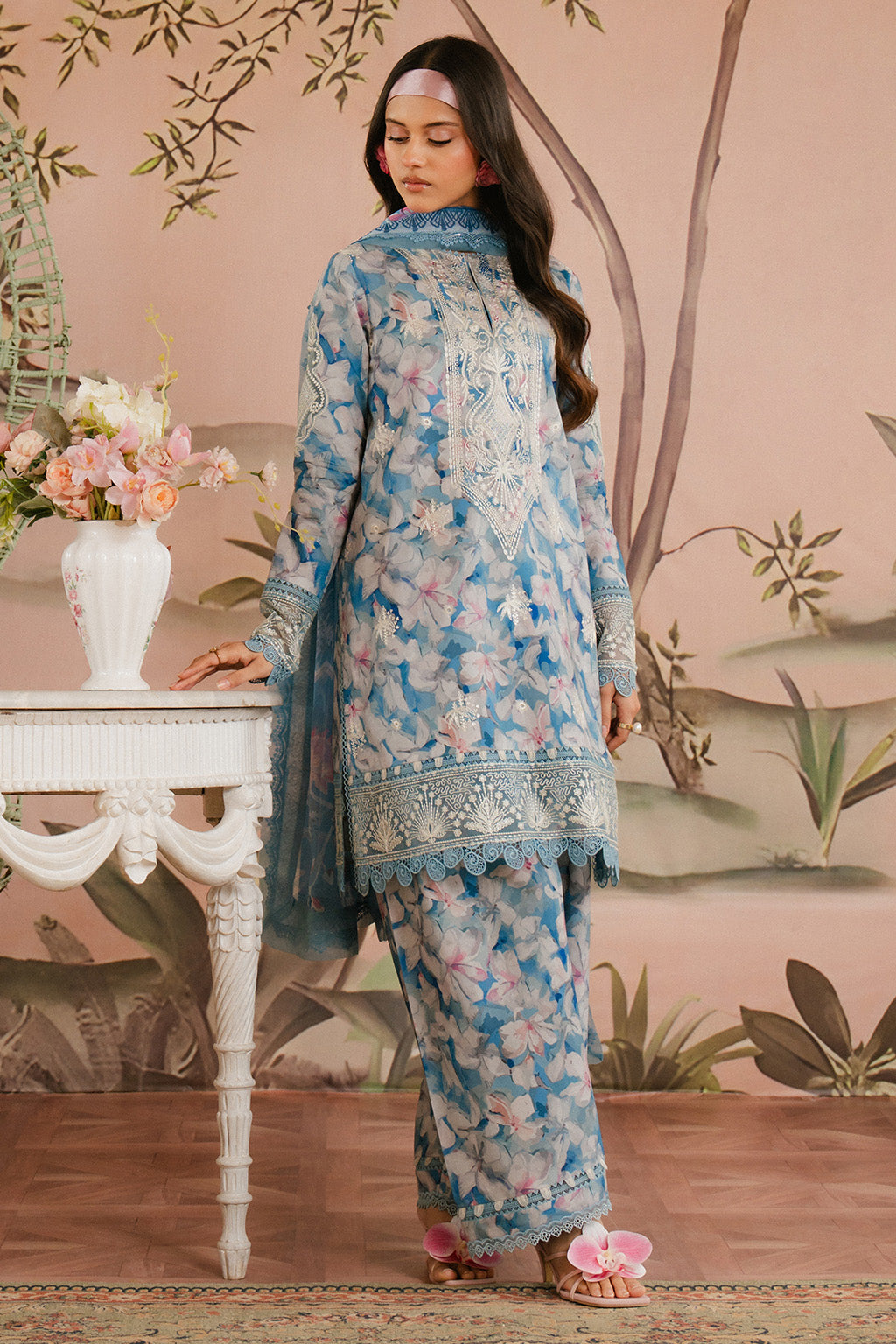 Ayzel | Armelia Printed Lawn 25 | Scilla XL Aqua Lawn