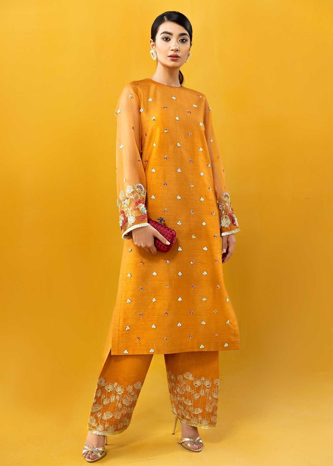 Hana | Vibrant Beyond | Floral Fantasy-VB-1002 XS Mustard Yellow Raw Silk