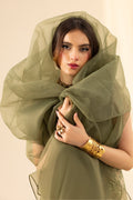 Erum Khan | Lillia Summer Edit | Olive Bloom M Greenish Grey Korean Silk