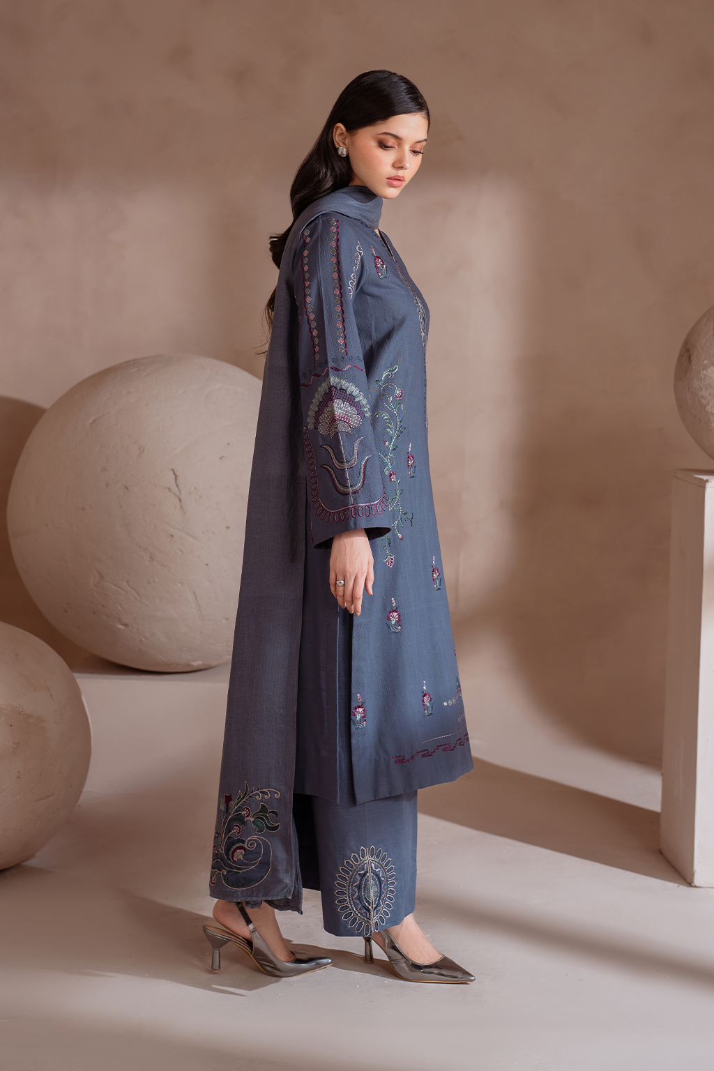 Iznik | Exclusive Winter | UE-360 XL Blue Gray Khaddar