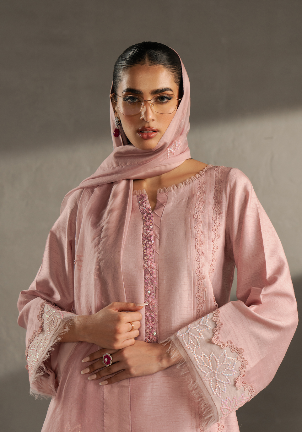Zarqash | Silk Edit | ZQS 004 BELLA L Powder Pink Raw Silk