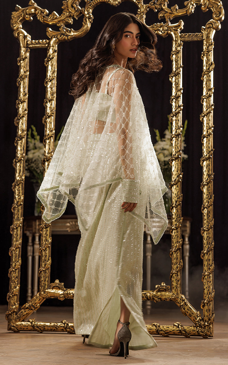 Threads and Motifs | Formal Dresses 25 | Net Embroidered Cape With Tube And Skirt - Pakistani Designer Dress - by Threads and Motifs - Type : Ladies Clothes - 100% Original at Saira Sultan