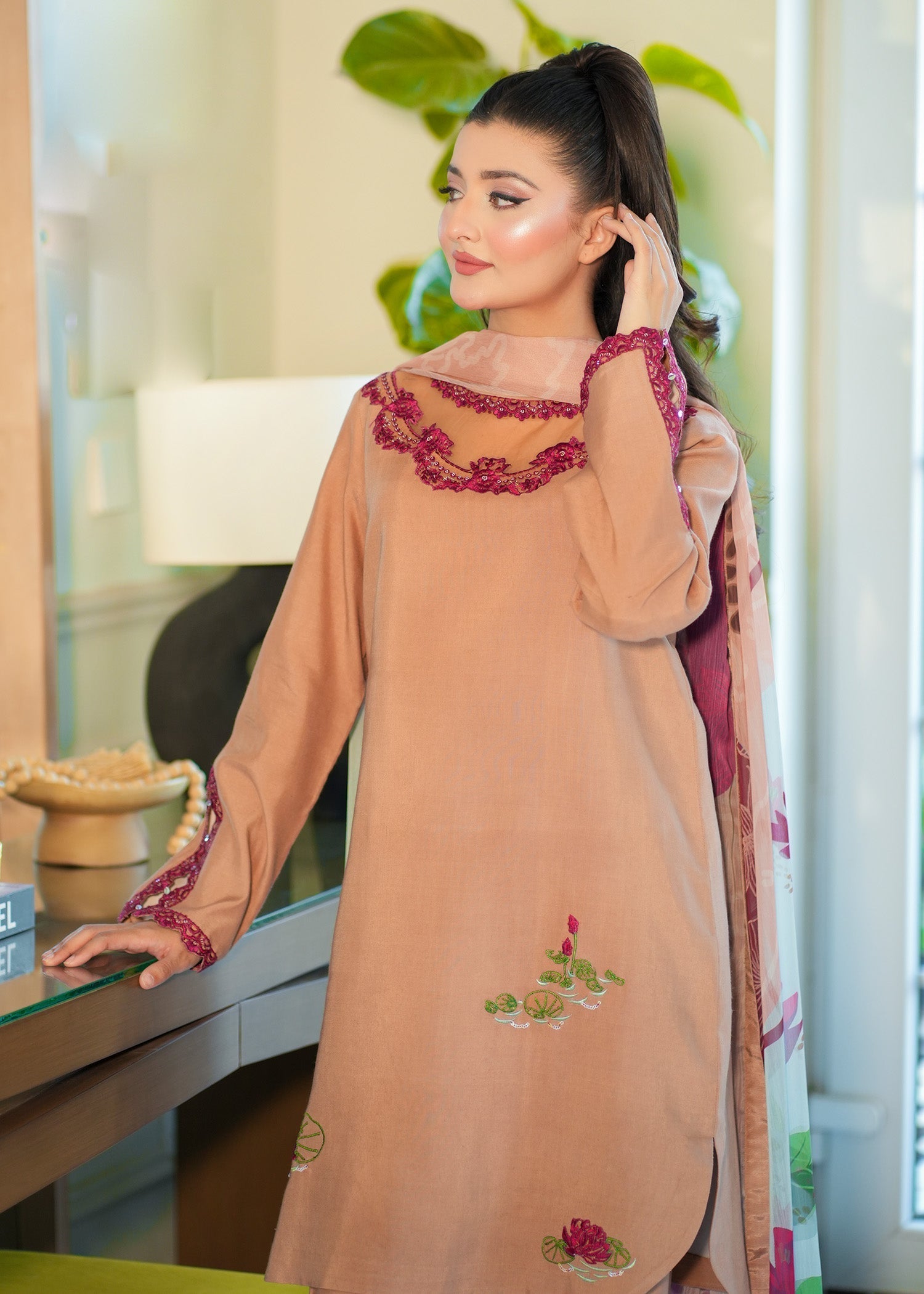 Fozia Khalid | Silk Spire | AMBER M Raw Silk Beige
