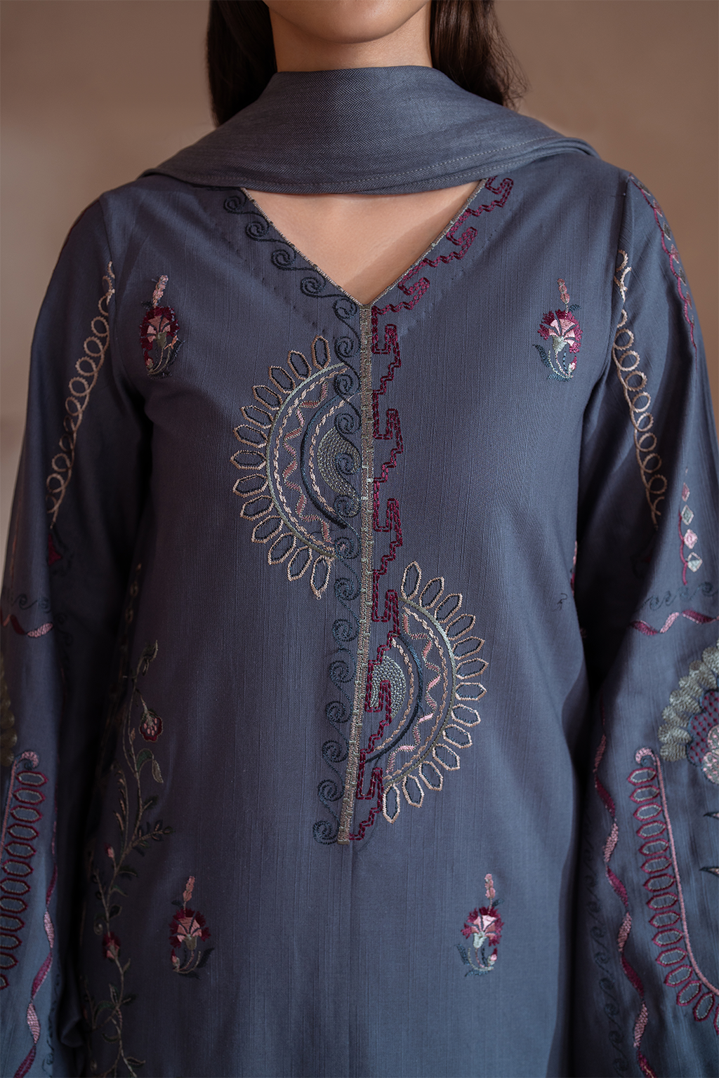 Iznik | Exclusive Winter | UE-360 M Blue Gray Khaddar